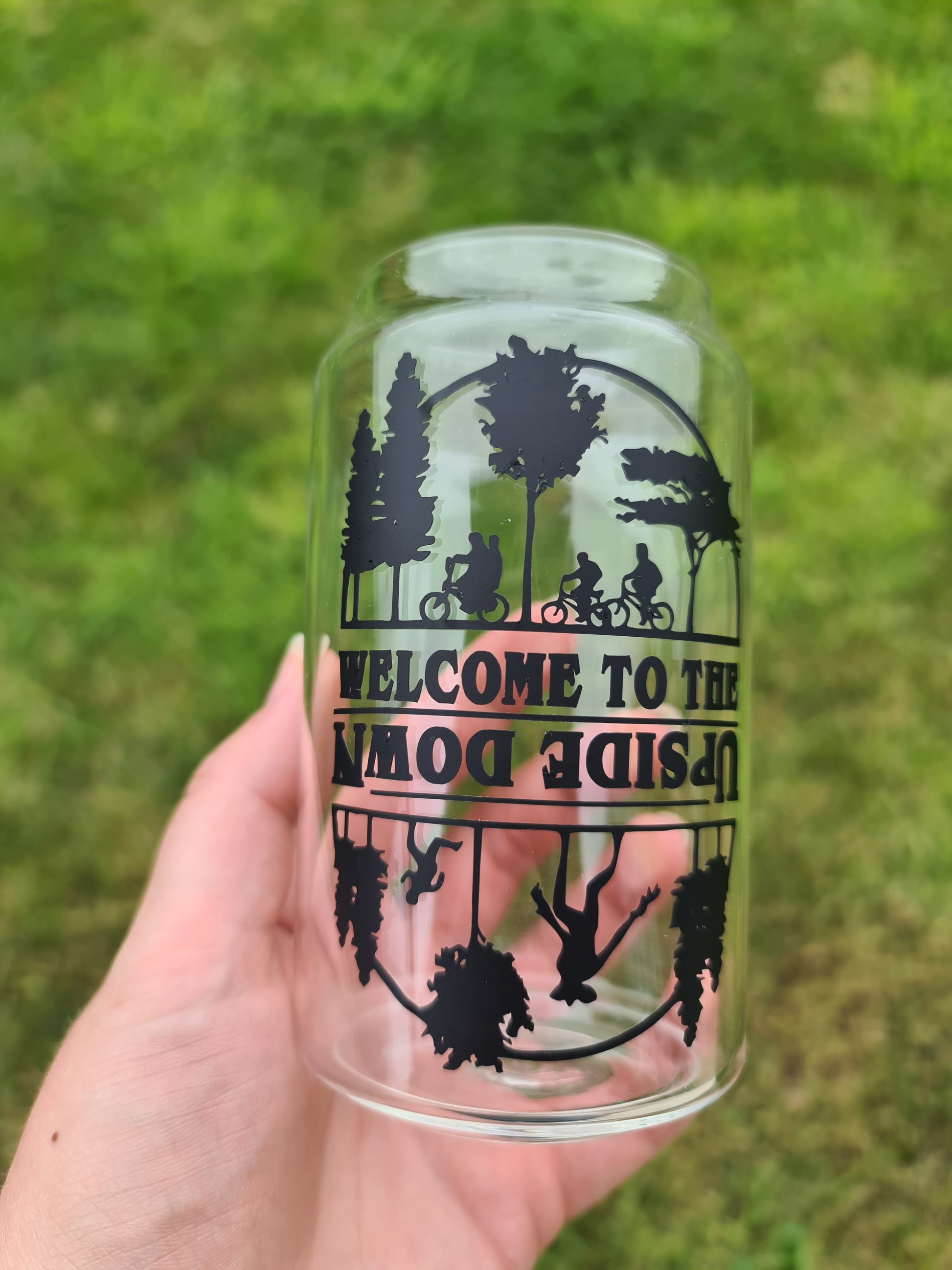 Welcome to the Upside Down 24oz Cold Cup / Starbucks Custom Tumbler Cup / Personalised Stranger Things Merch / Reusable Quotes Cup Straw and Lid