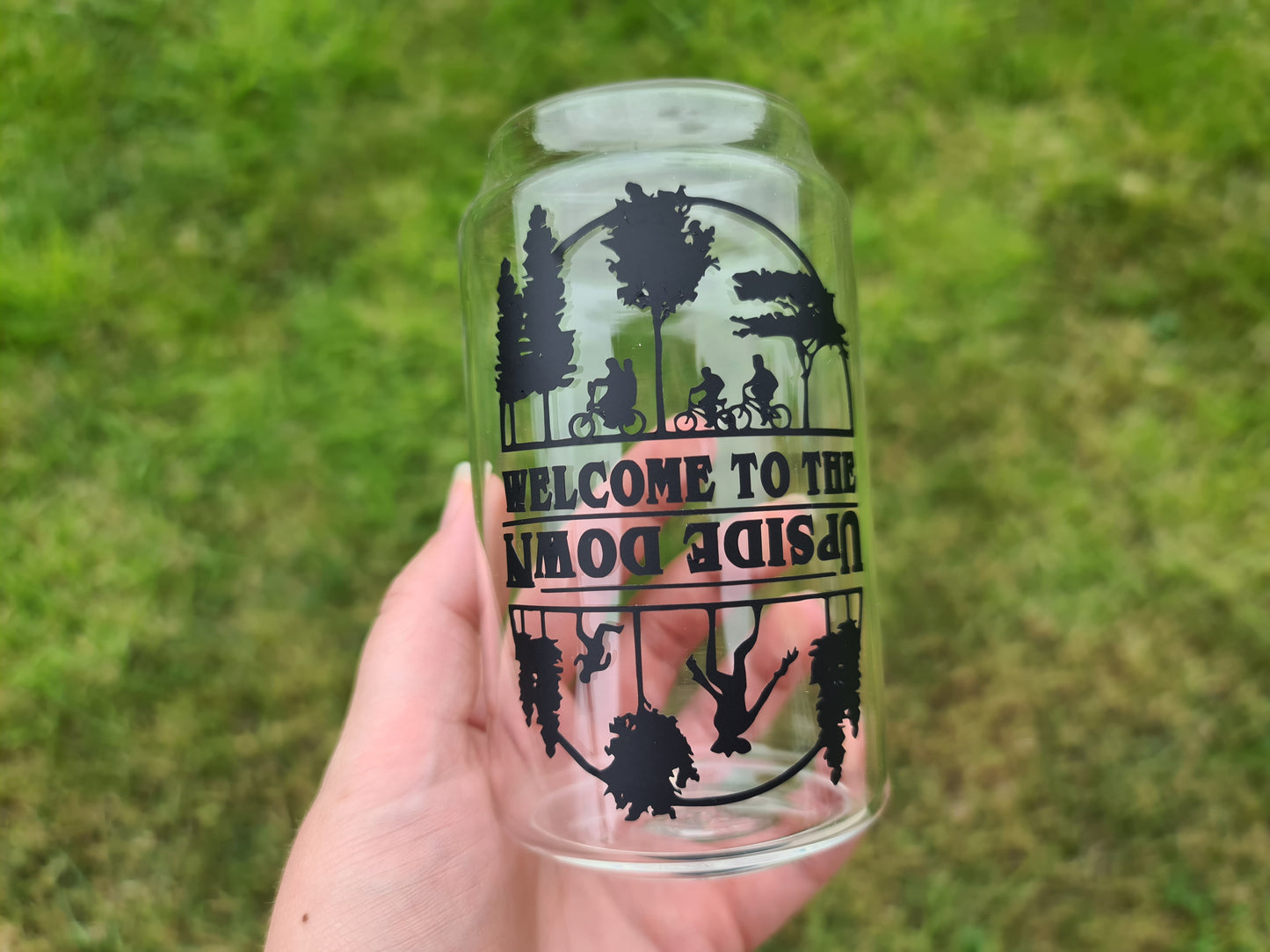 Welcome to the Upside Down 24oz Cold Cup / Starbucks Custom Tumbler Cup / Personalised Stranger Things Merch / Reusable Quotes Cup Straw and Lid