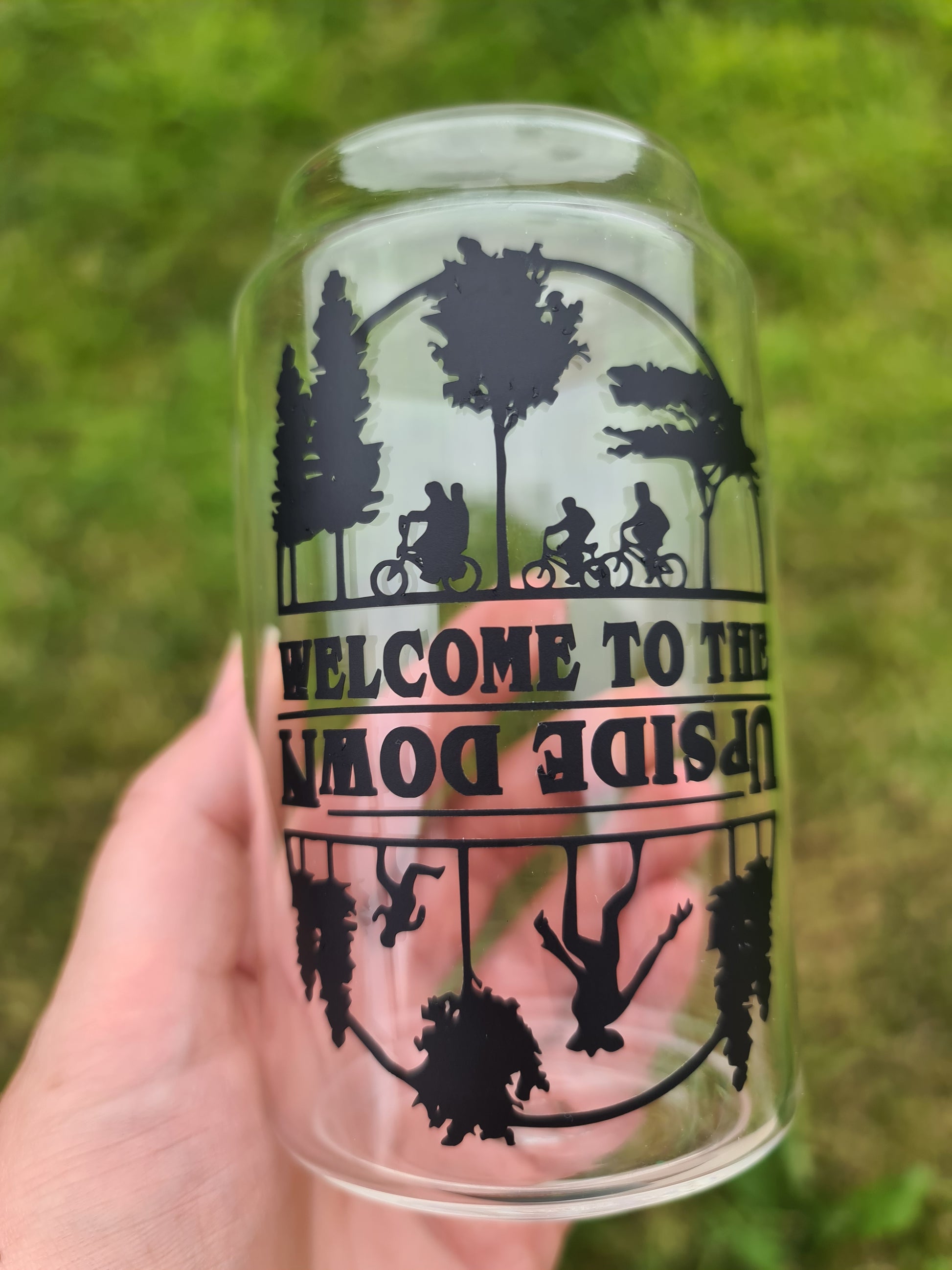 Welcome to the Upside Down 24oz Cold Cup / Starbucks Custom Tumbler Cup / Personalised Stranger Things Merch / Reusable Quotes Cup Straw and Lid