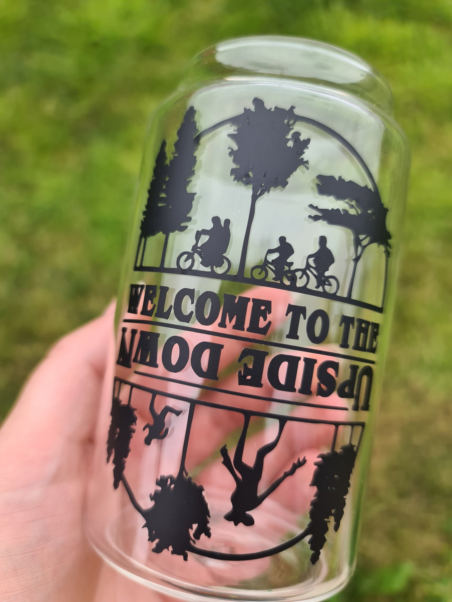 Welcome to the Upside Down 24oz Cold Cup / Starbucks Custom Tumbler Cup / Personalised Stranger Things Merch / Reusable Quotes Cup Straw and Lid