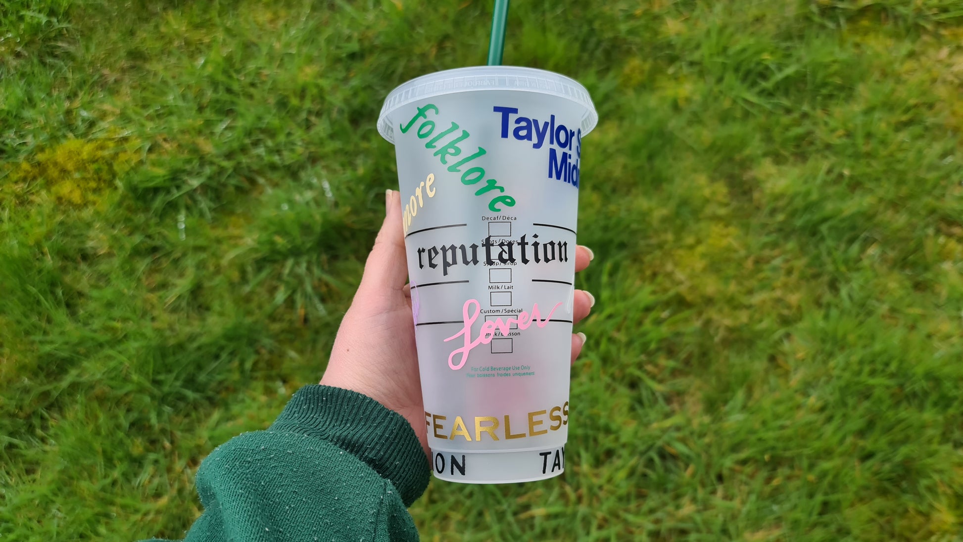 Taylor Swift inspired Starbucks cup🖤 #taylorswift #taylorswiftreputation  #reputation #1989 #fearless #evermore #folklore #lover #red…