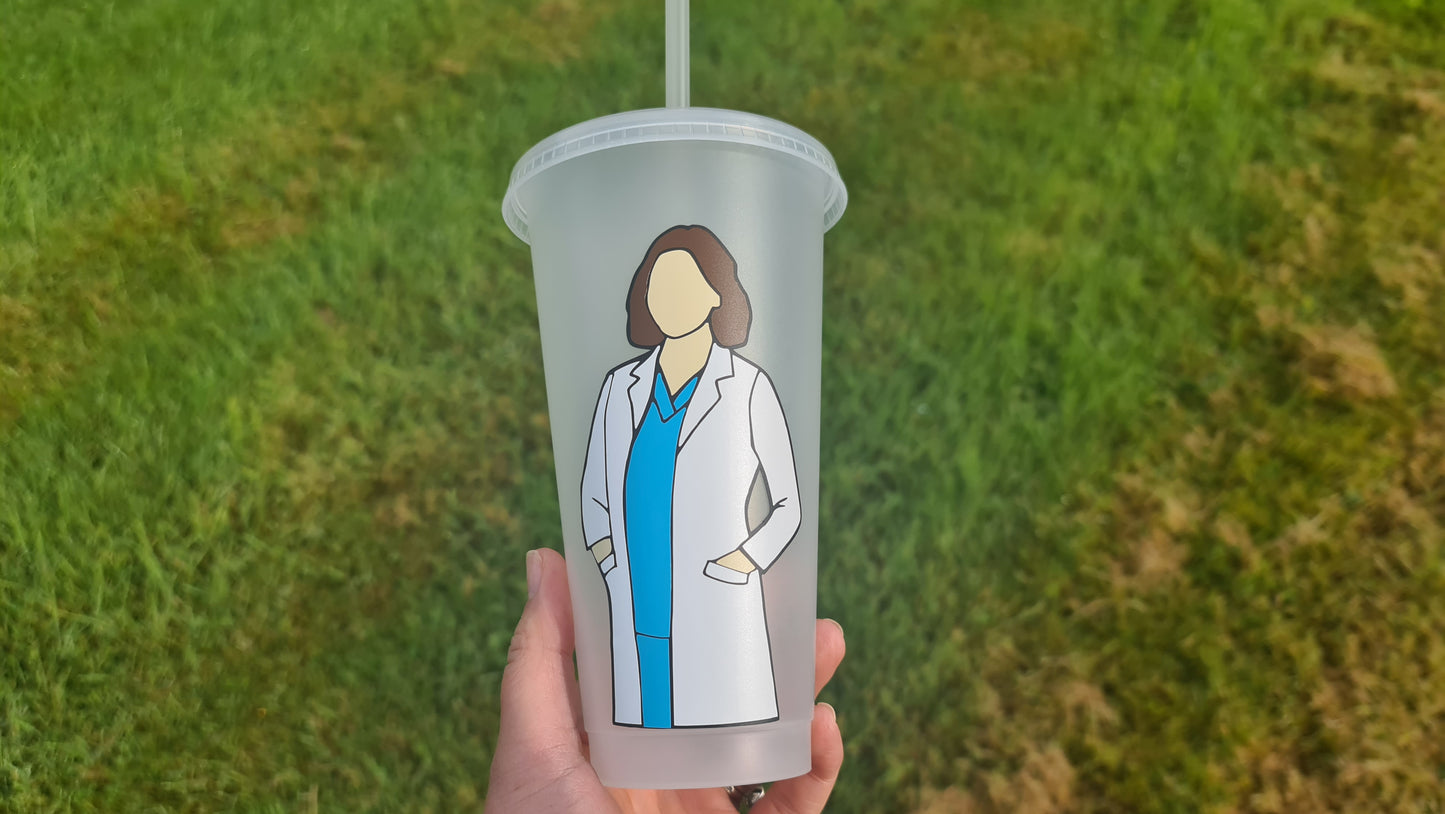 Amelia Shepherd Gift Cup 24oz Cold Cup / Starbucks Custom Tumbler Cup / Personalised Grey's Anatomy Gift, Reusable Cup Straw and Lid