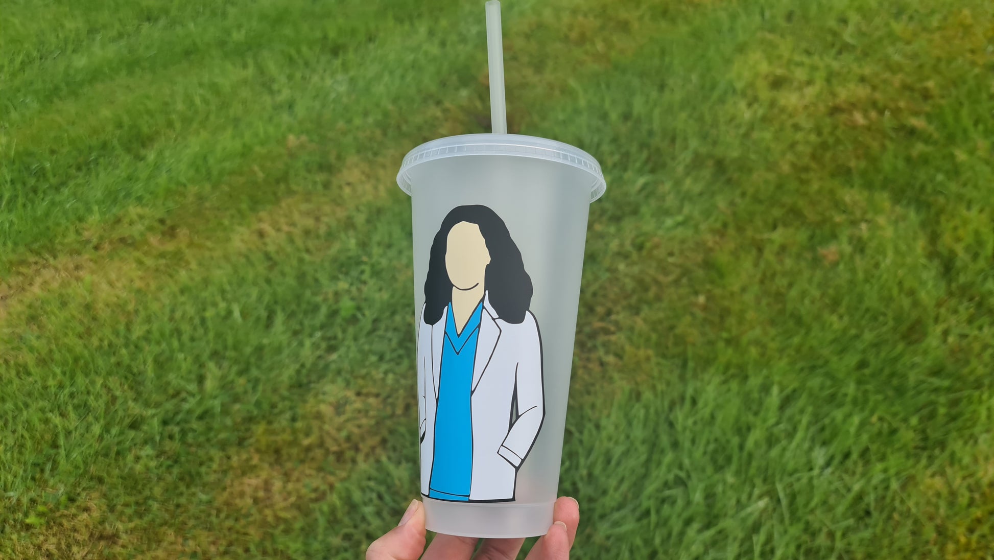 Cristina Yang Gift Cup 24oz Cold Cup / Starbucks Custom Tumbler Cup / Personalised Grey's Anatomy Gift, Reusable Cup Straw and Lid