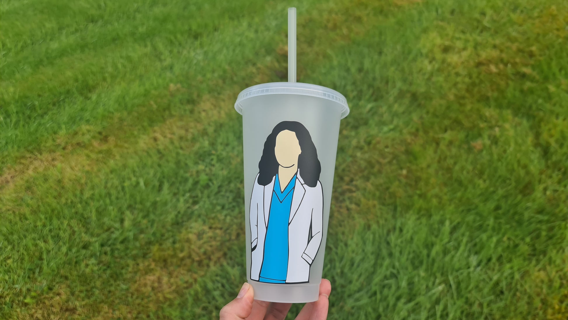 Cristina Yang Gift Cup 24oz Cold Cup / Starbucks Custom Tumbler Cup / Personalised Grey's Anatomy Gift, Reusable Cup Straw and Lid