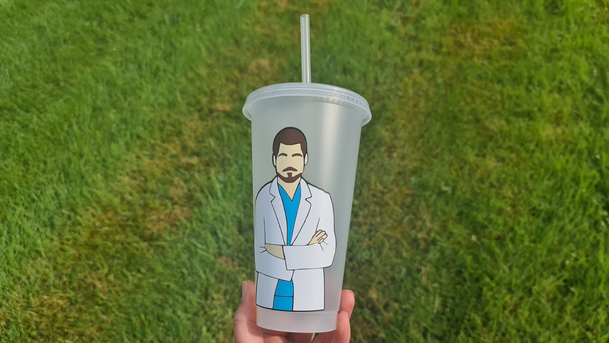 Mark Sloan Gift Cup 24oz Cold Cup / Starbucks Custom Tumbler Cup / Personalised Grey's Anatomy Gift, Reusable Cup Straw and Lid