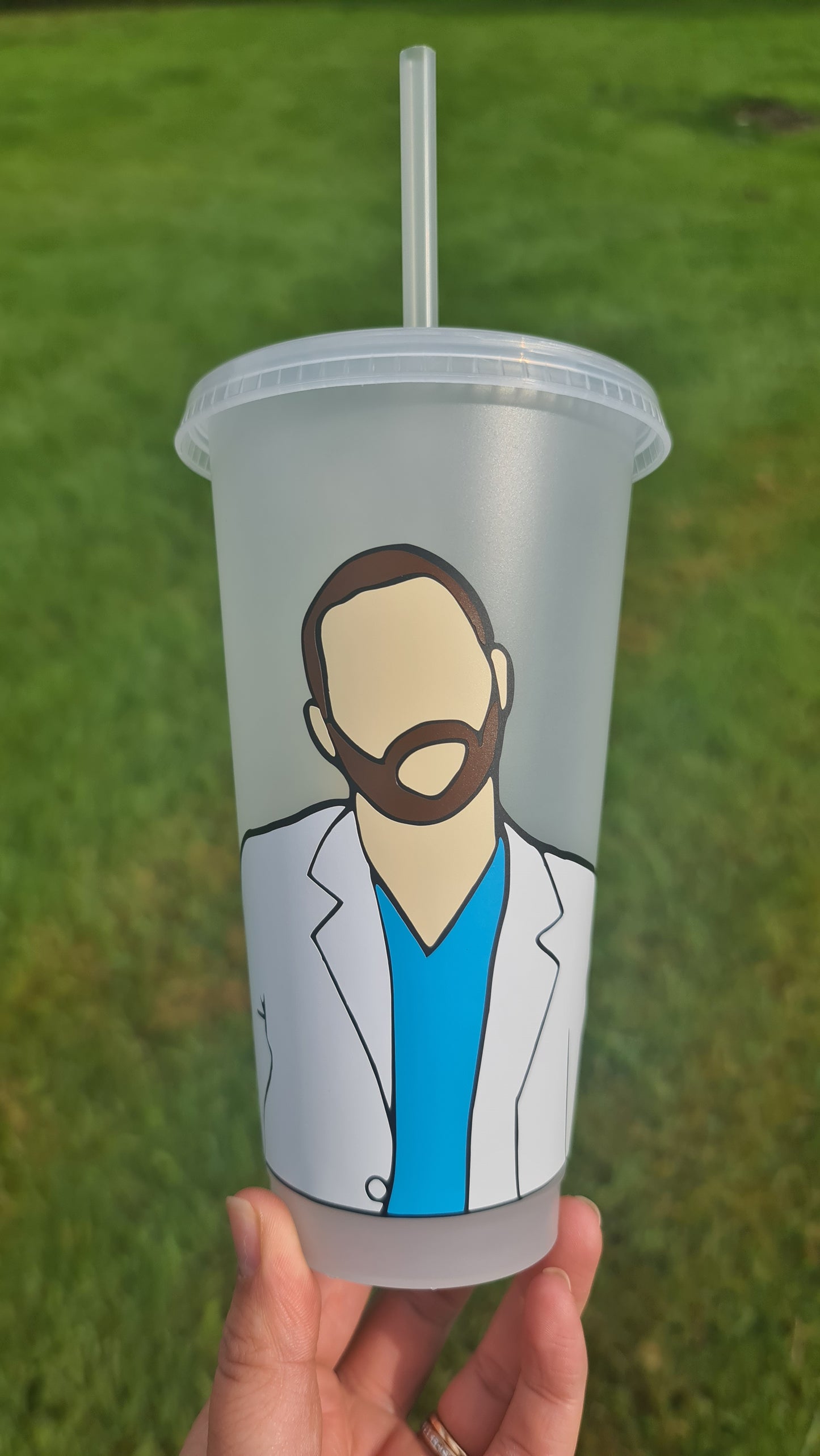 Alex Karev Gift Cup 24oz Cold Cup / Starbucks Custom Tumbler Cup / Personalised Grey's Anatomy Gift, Reusable Cup Straw and Lid