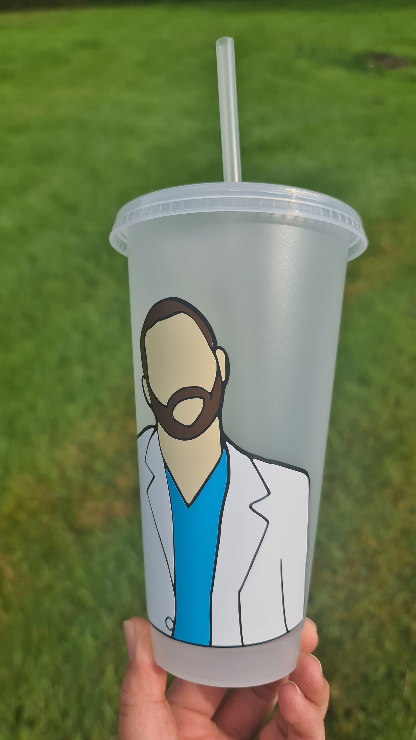 Alex Karev Gift Cup 24oz Cold Cup / Starbucks Custom Tumbler Cup / Personalised Grey's Anatomy Gift, Reusable Cup Straw and Lid