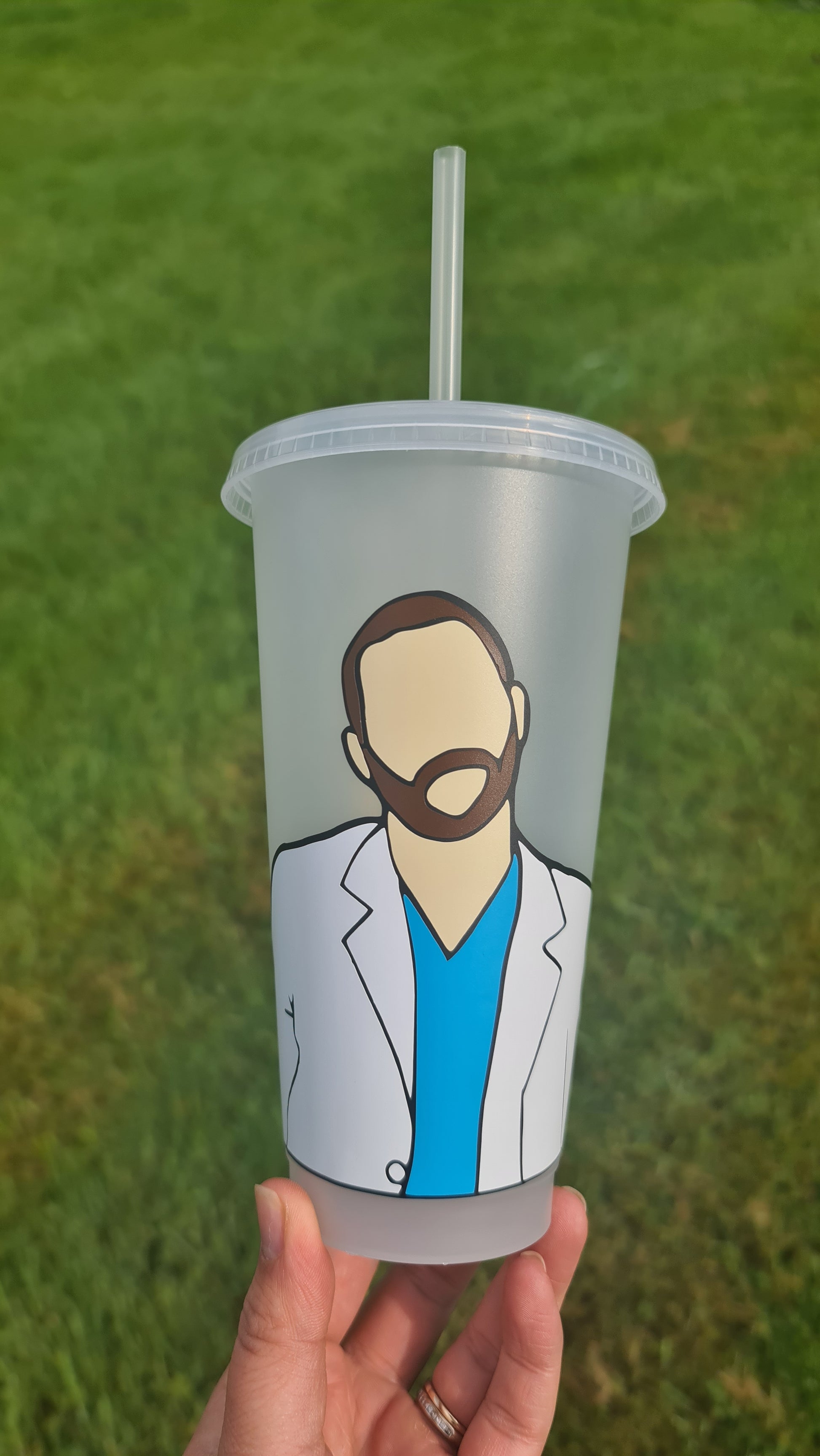 Alex Karev Gift Cup 24oz Cold Cup / Starbucks Custom Tumbler Cup / Personalised Grey's Anatomy Gift, Reusable Cup Straw and Lid