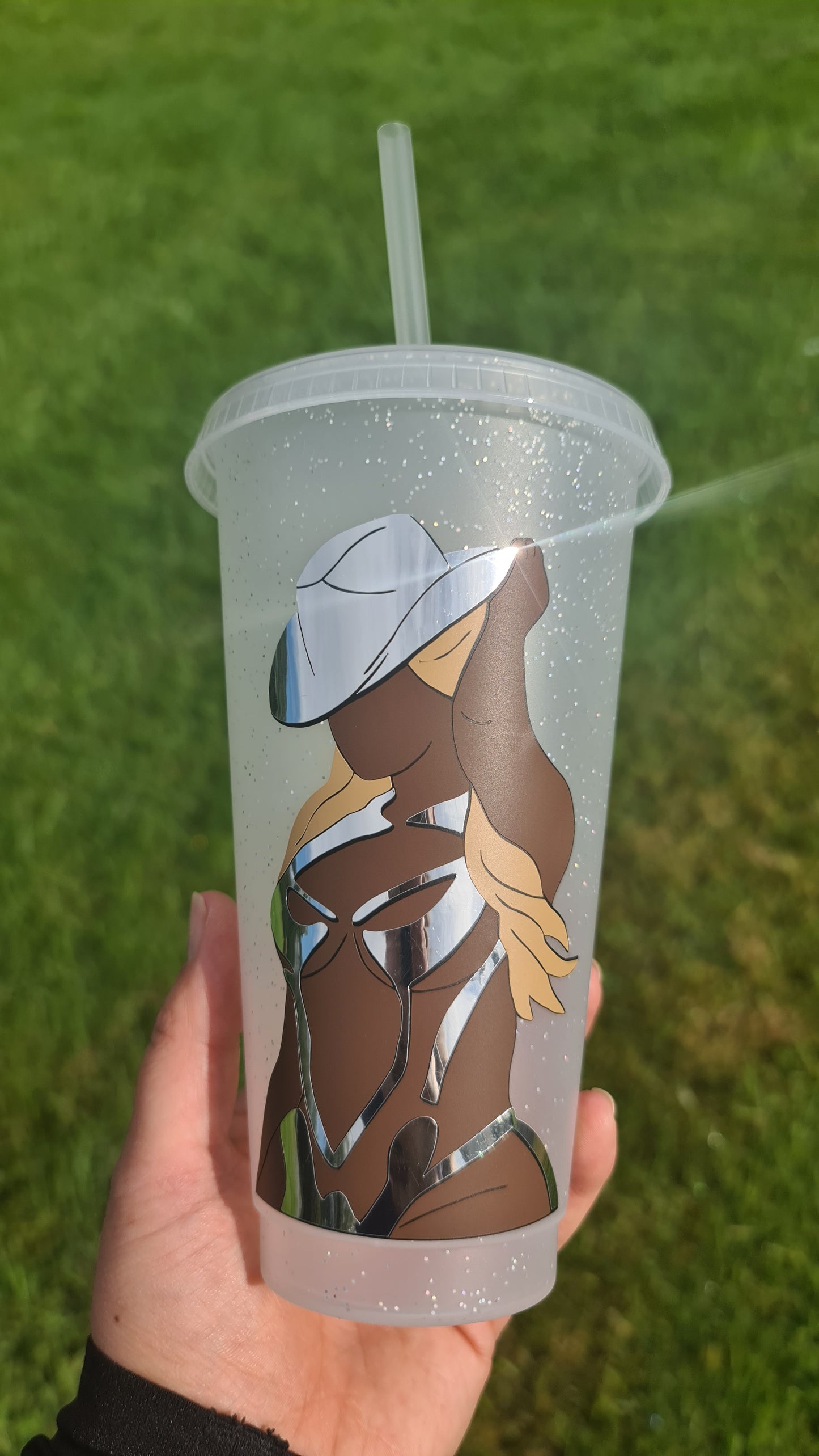 Beyonce Concert Cup 24oz Cold Cup / Starbucks Glitter Custom Tumbler Cup / Personalised Music Concert Tickets, Reusable Cup Straw and Lid