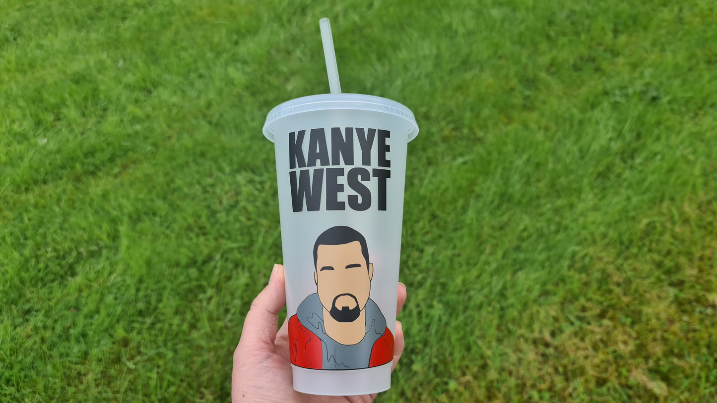 Kanye West 24oz Cold Cup / Starbucks Custom Tumbler Cup / Personalised Music Concert Tickets / Reusable Cup Straw and Lid