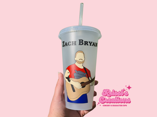Zach Bryan Something in the orange Cup 24oz Cold Cup / Starbucks Custom Tumbler Cup / Personalised Country Music Tickets Concert Gift, Reusable Cup Straw and Lid