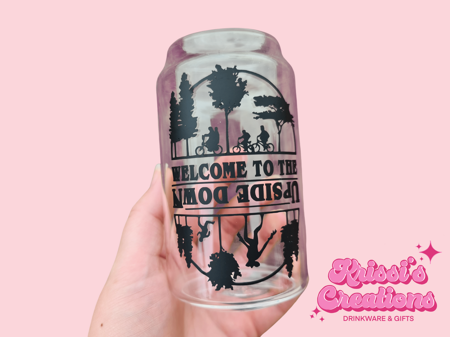 Welcome to the Upside Down 24oz Cold Cup / Starbucks Custom Tumbler Cup / Personalised Stranger Things Merch / Reusable Quotes Cup Straw and Lid