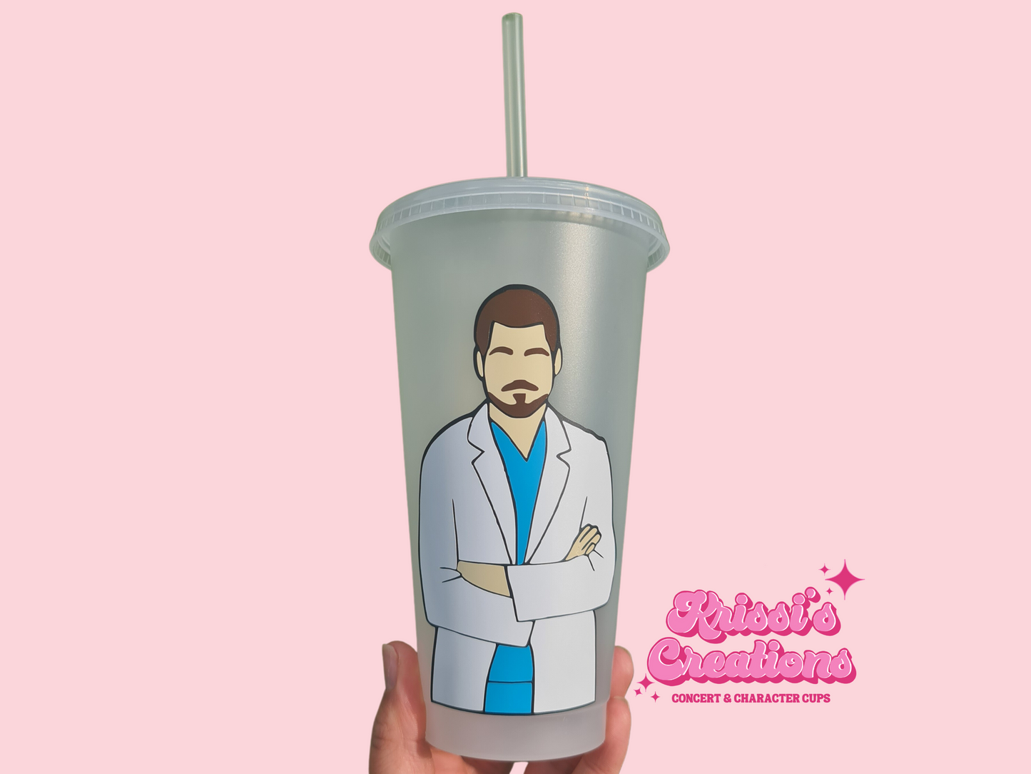 Mark Sloan Gift Cup 24oz Cold Cup / Starbucks Custom Tumbler Cup / Personalised Grey's Anatomy Gift, Reusable Cup Straw and Lid