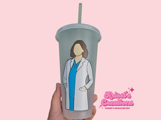 Amelia Shepherd Gift Cup 24oz Cold Cup / Starbucks Custom Tumbler Cup / Personalised Grey's Anatomy Gift, Reusable Cup Straw and Lid