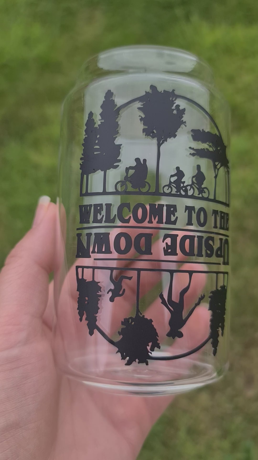 Welcome to the Upside Down 24oz Cold Cup / Starbucks Custom Tumbler Cup / Personalised Stranger Things Merch / Reusable Quotes Cup Straw and Lid