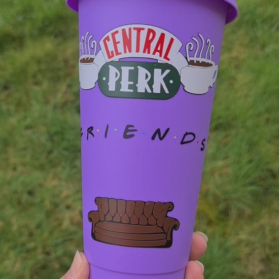 Friends TV show 24oz Cold Cup / Starbucks Custom Tumbler Cup / Friends Fan Merch / Reusable Friends Central Perk Quotes Cup Straw and Lid