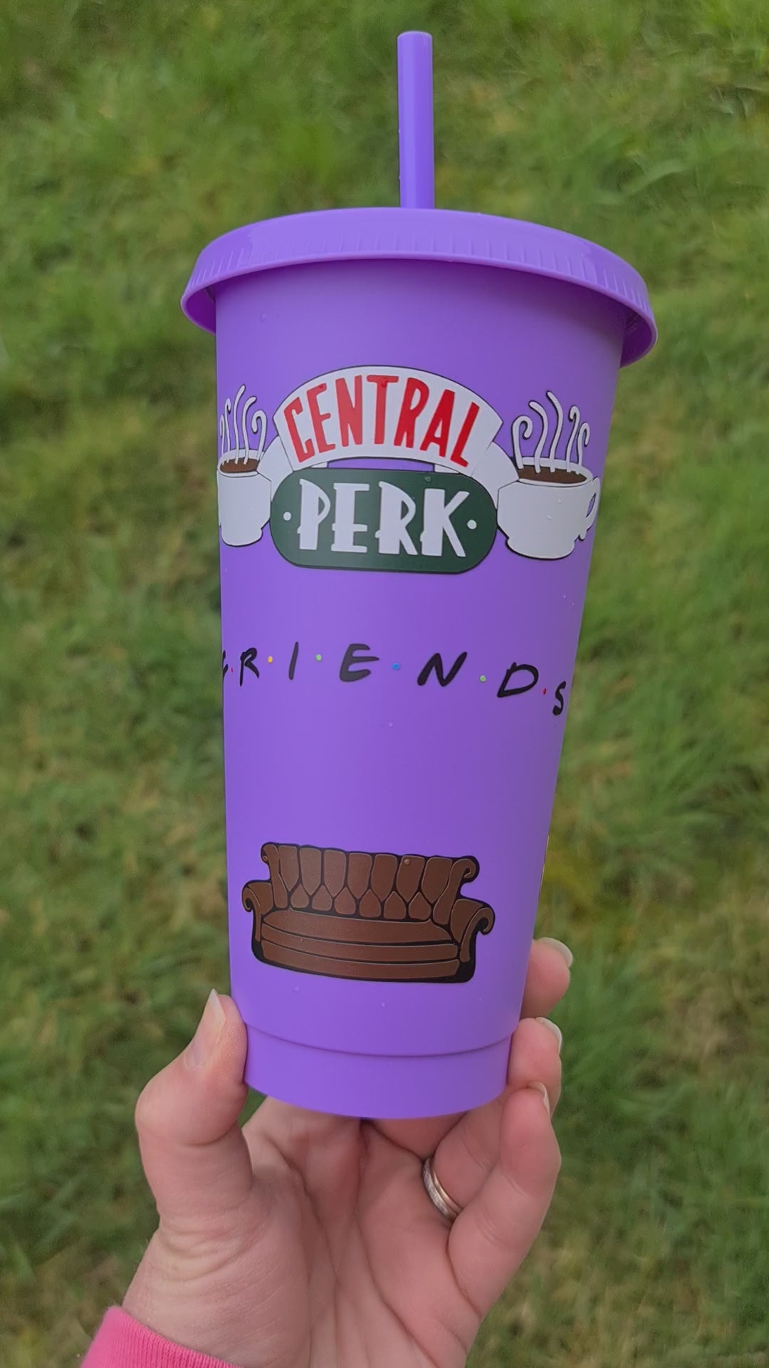 Friends TV show 24oz Cold Cup / Starbucks Custom Tumbler Cup / Friends Fan Merch / Reusable Friends Central Perk Quotes Cup Straw and Lid