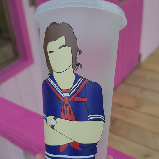 Steve Harrington 24oz Cold Cup / Starbucks Custom Tumbler Cup / Personalised Stranger Things Merch / Reusable Quotes Cup Straw and Lid