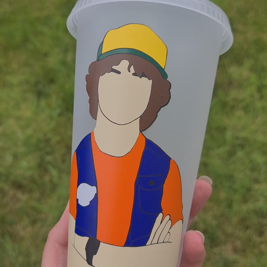 Dustin Henderson 24oz Cold Cup / Starbucks Custom Tumbler Cup / Personalised Stranger Things / Reusable Quotes Cup Straw and Lid Gift