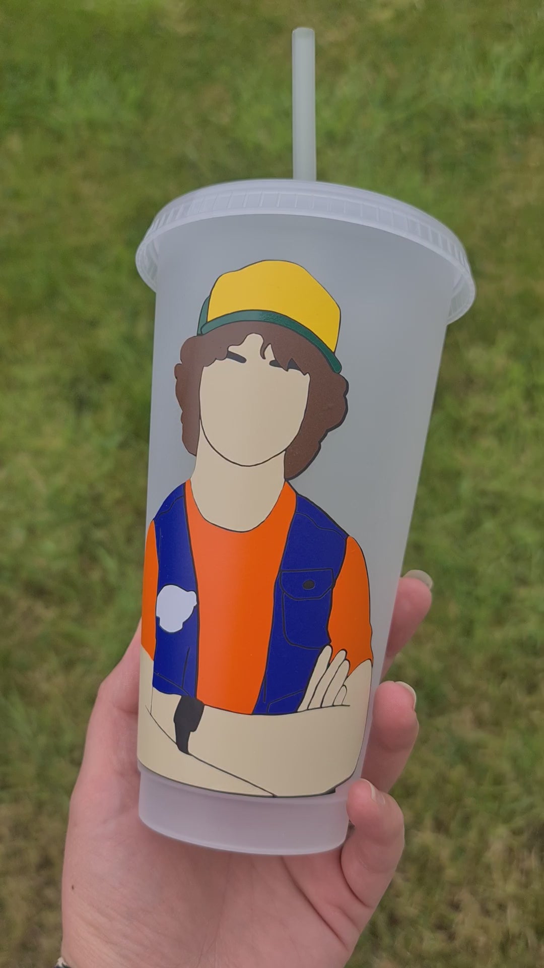 Dustin Henderson 24oz Cold Cup / Starbucks Custom Tumbler Cup / Personalised Stranger Things / Reusable Quotes Cup Straw and Lid Gift