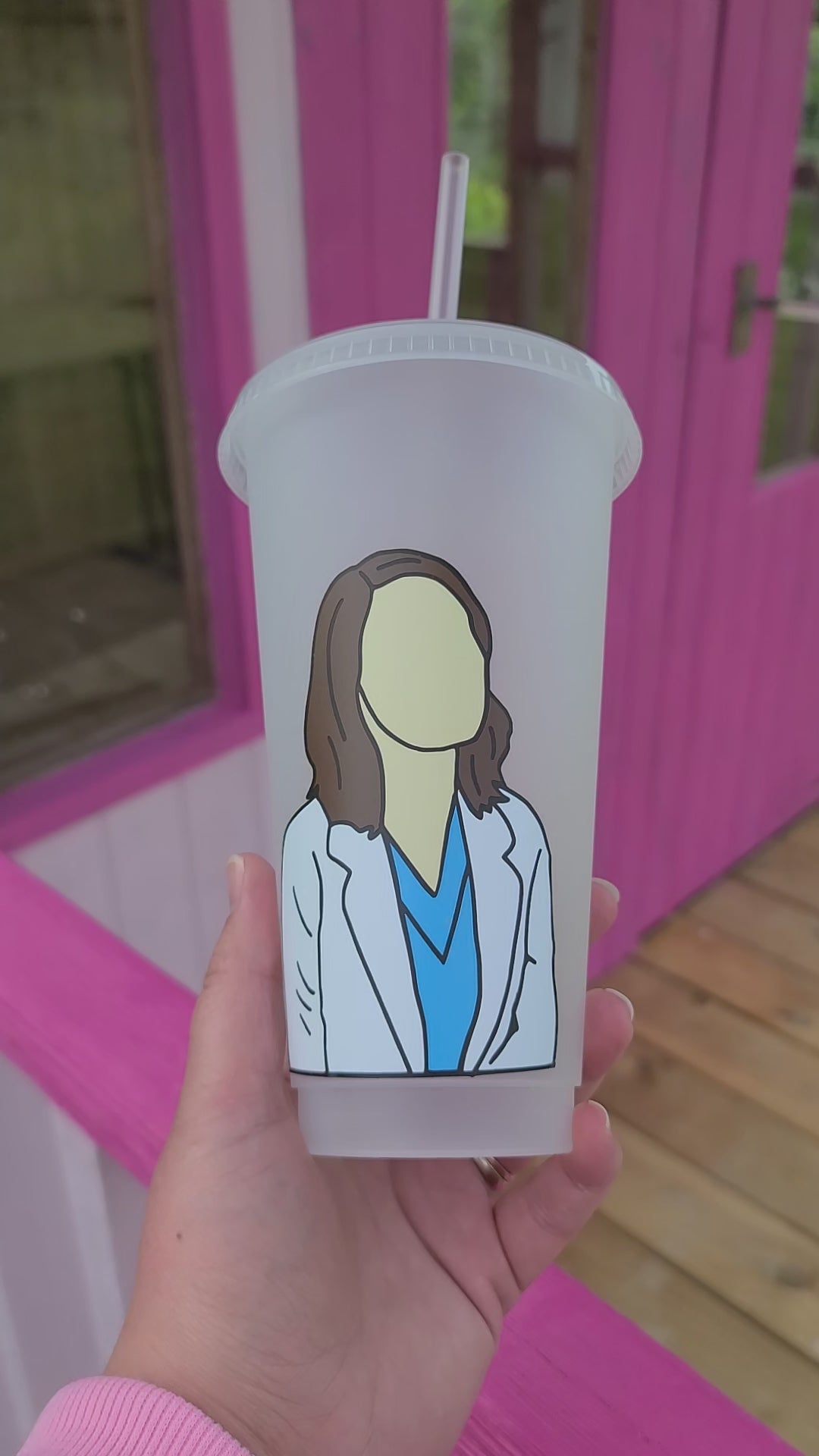 Jo Wilson Gift Cup 24oz Cold Cup / Starbucks Custom Tumbler Cup / Personalised Grey's Anatomy Gift, Reusable Cup Straw and Lid