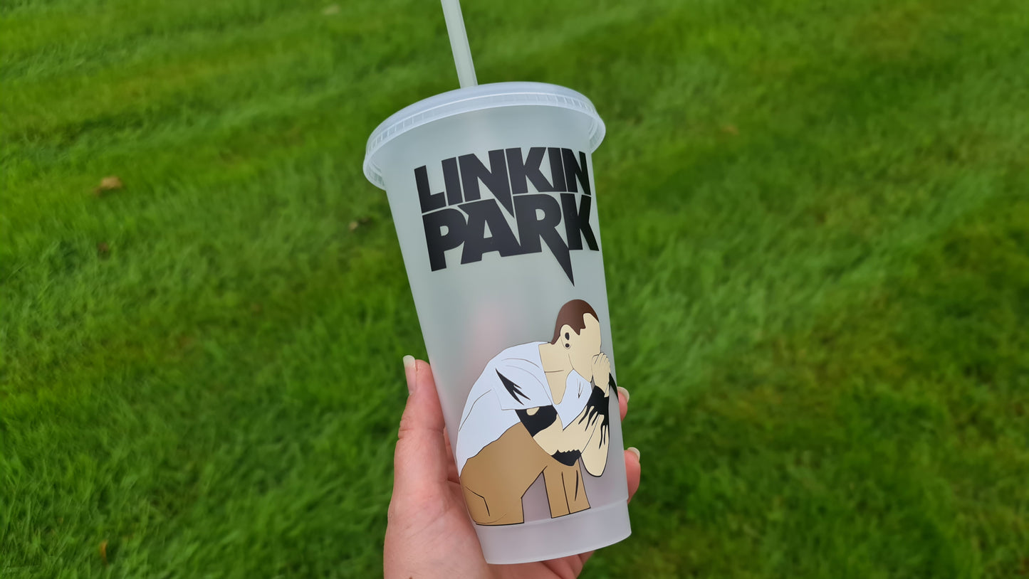 Chester Bennington Linking Park Concert Cup 24oz Cold Cup / Starbucks Custom Tumbler Cup / Personalised Music Concert Tickets, Reusable Cup Straw and Lid