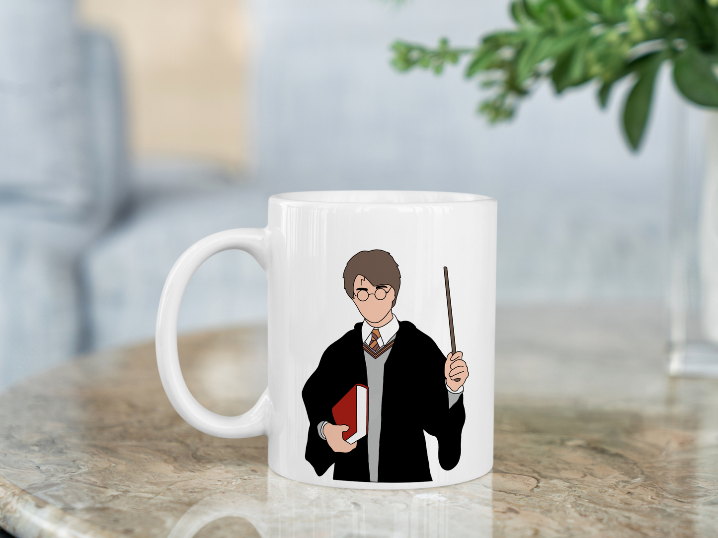 A white ceramic mug with the Characters on Harry Potter on the front. This is a 10oz mug which is perfect for fans of the Harry Potter Movies. Made and sold by Krissi's Creations. 