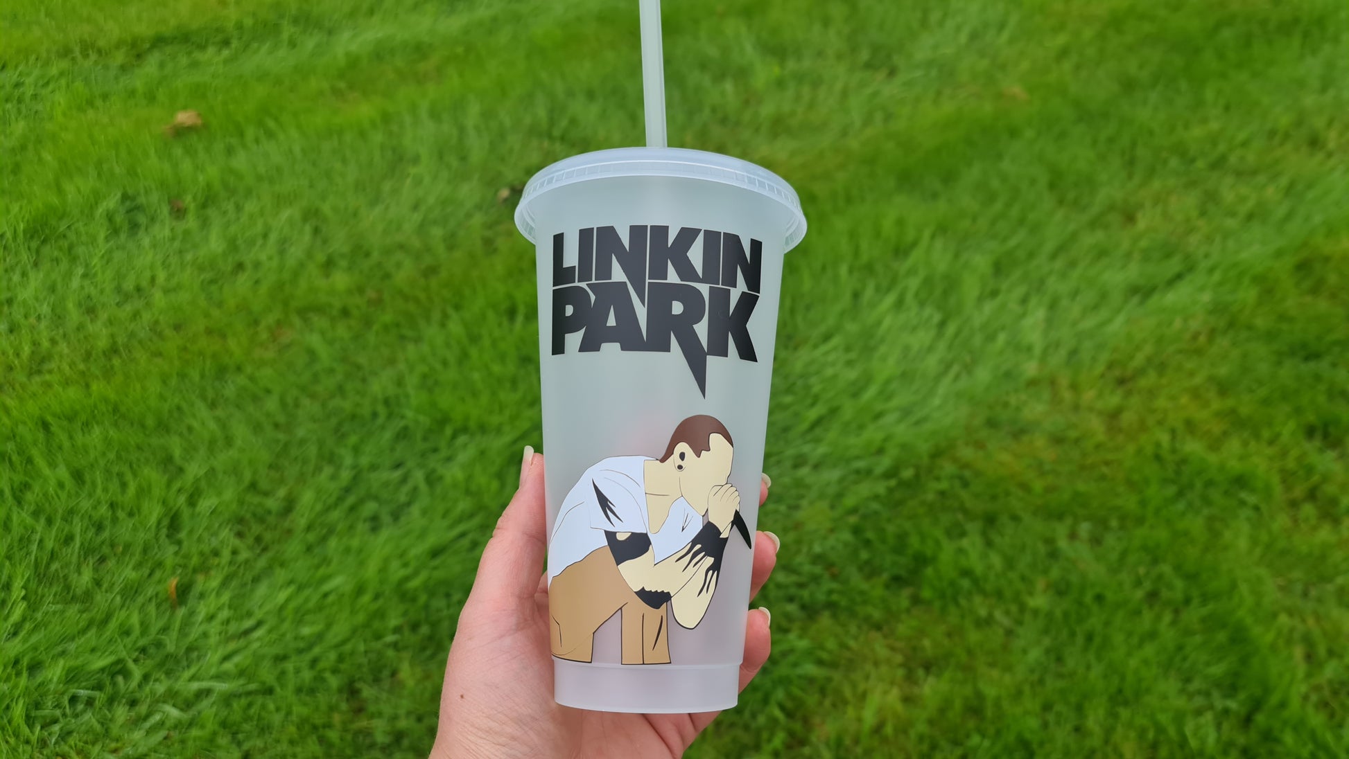 Chester Bennington Linking Park Concert Cup 24oz Cold Cup / Starbucks Custom Tumbler Cup / Personalised Music Concert Tickets, Reusable Cup Straw and Lid