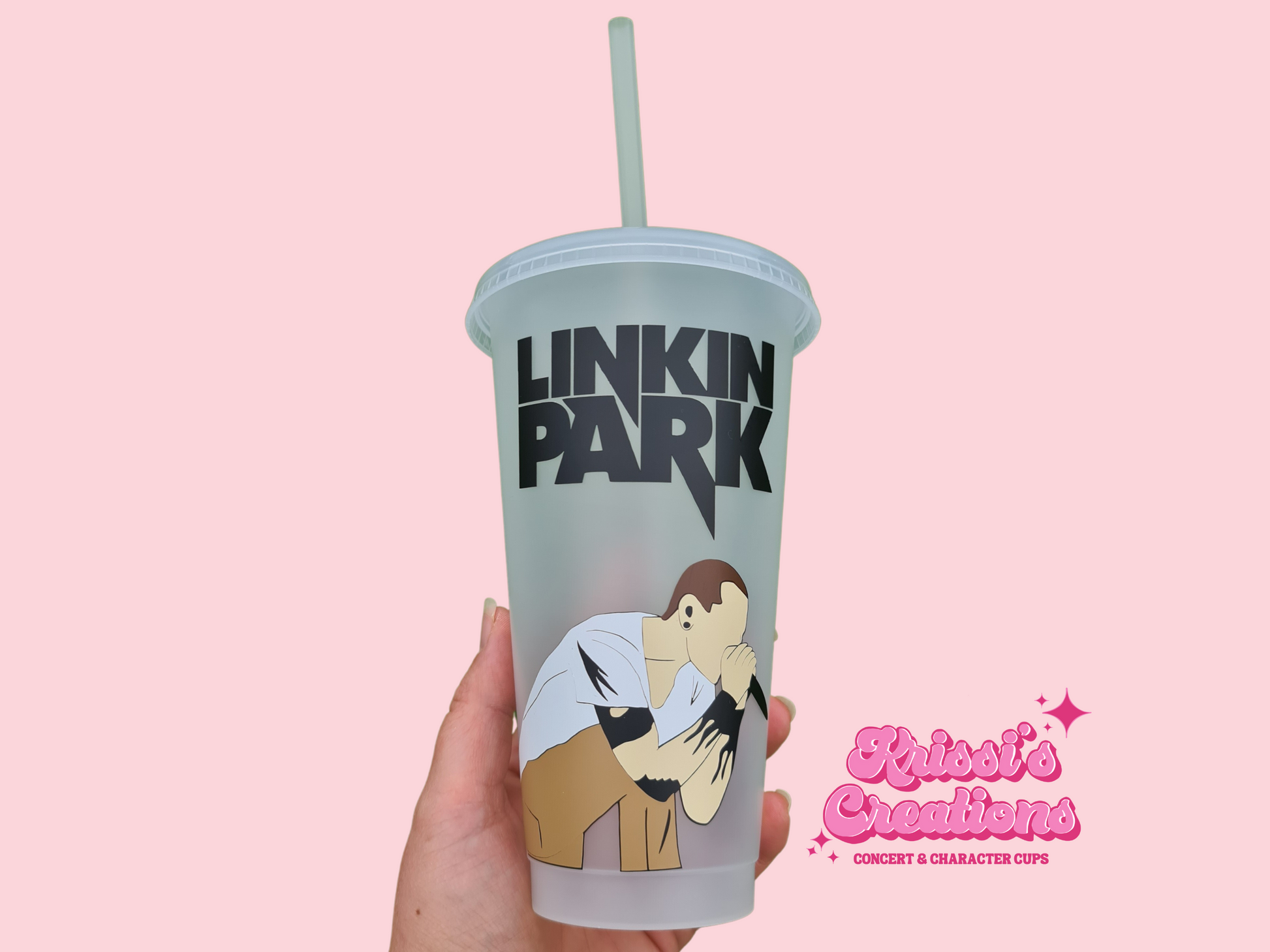 Chester Bennington Linking Park Concert Cup 24oz Cold Cup / Starbucks Custom Tumbler Cup / Personalised Music Concert Tickets, Reusable Cup Straw and Lid