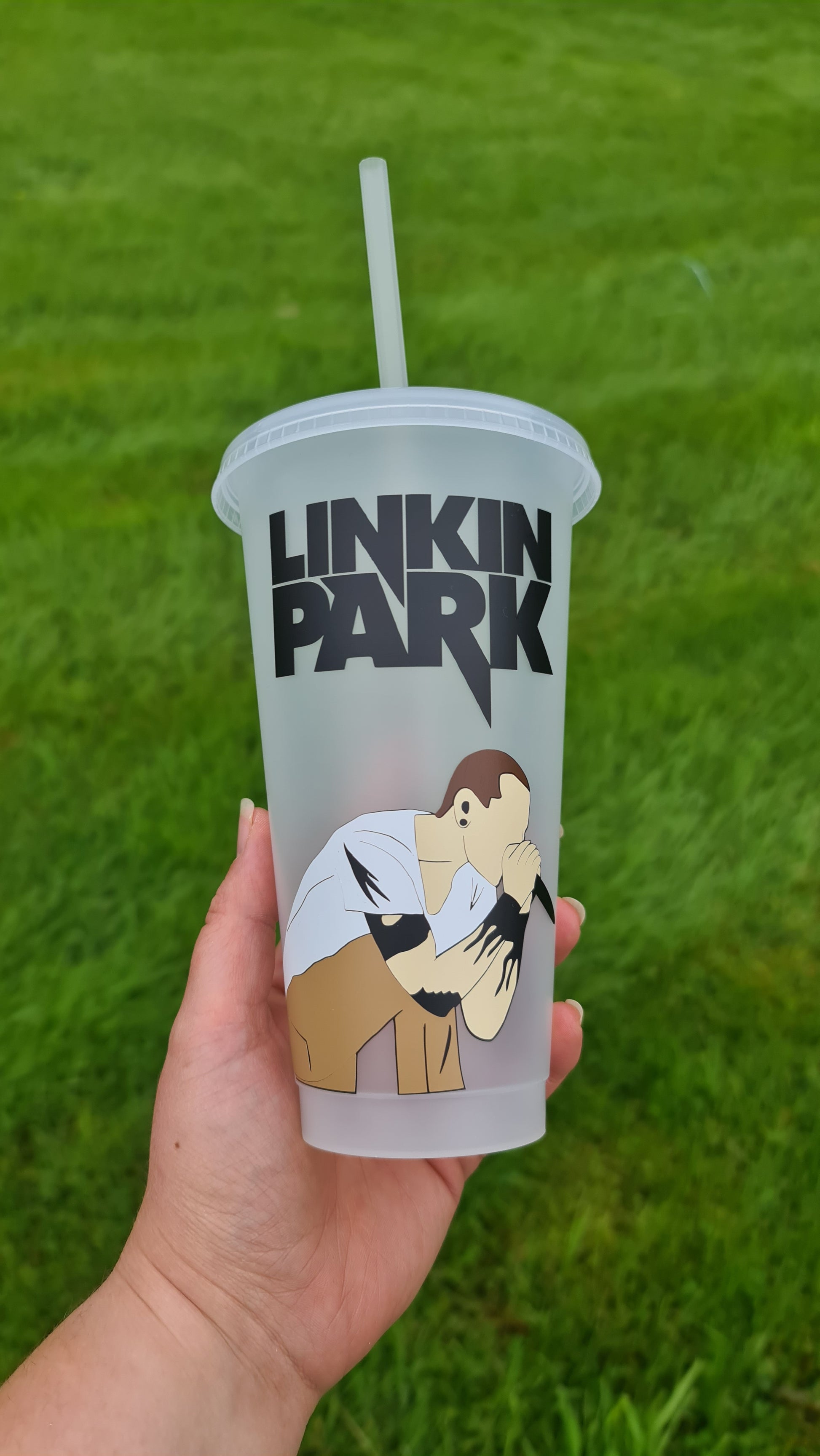 Chester Bennington Linking Park Concert Cup 24oz Cold Cup / Starbucks Custom Tumbler Cup / Personalised Music Concert Tickets, Reusable Cup Straw and Lid