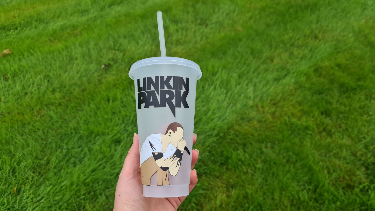 Chester Bennington Linking Park Concert Cup 24oz Cold Cup / Starbucks Custom Tumbler Cup / Personalised Music Concert Tickets, Reusable Cup Straw and Lid