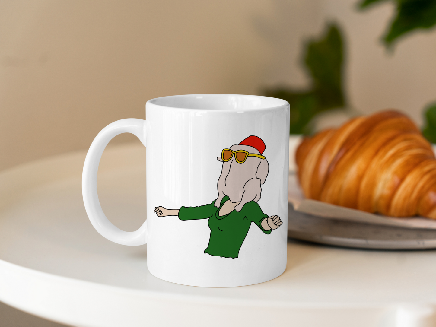 A white ceramic mug with a drawing of Monica Gellar from Friends on the front. This is a 10oz mug which is perfect for fans of Friends, particularly the character Monica. Made and sold by Krissi's Creations.