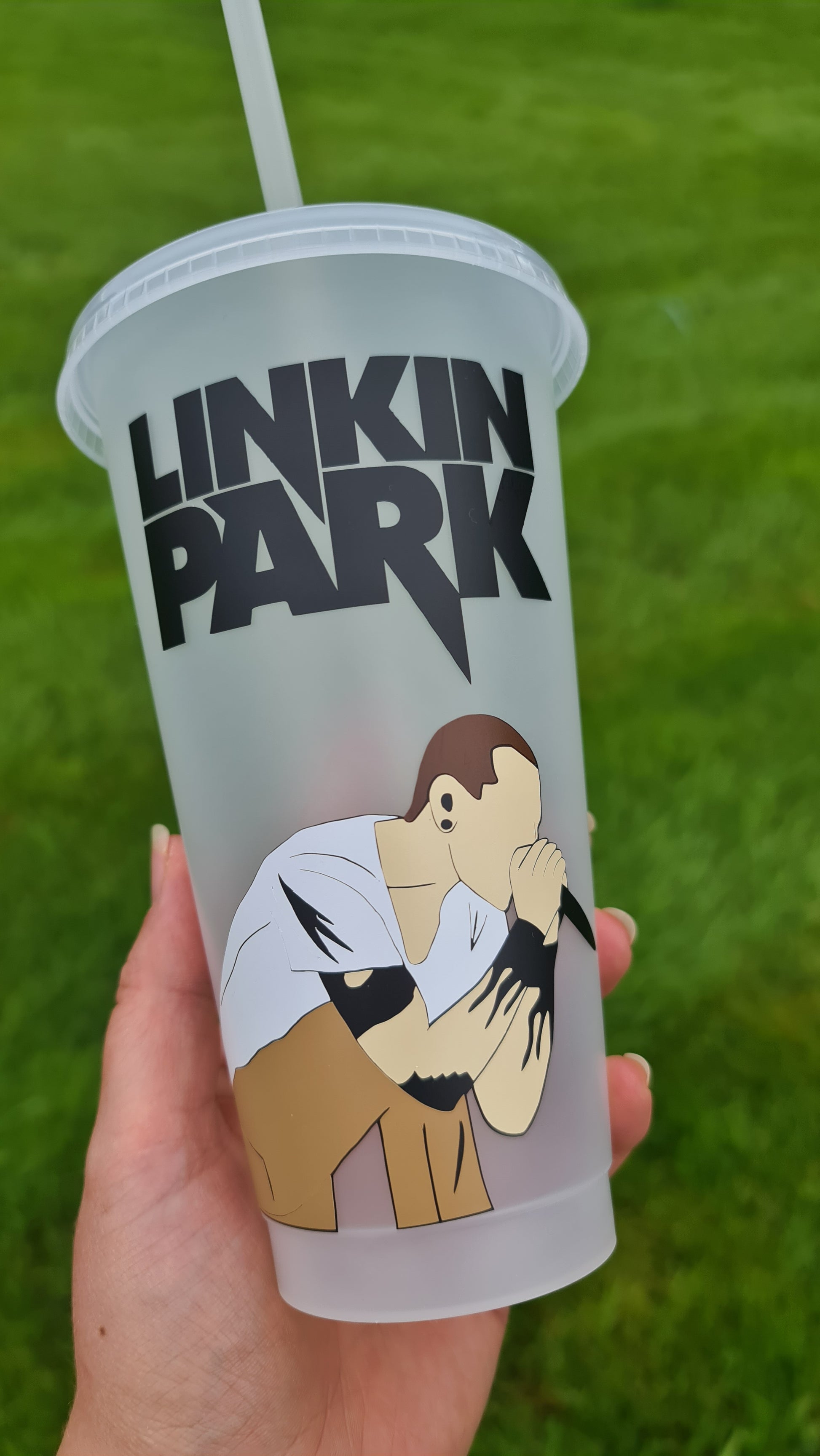 Chester Bennington Linking Park Concert Cup 24oz Cold Cup / Starbucks Custom Tumbler Cup / Personalised Music Concert Tickets, Reusable Cup Straw and Lid