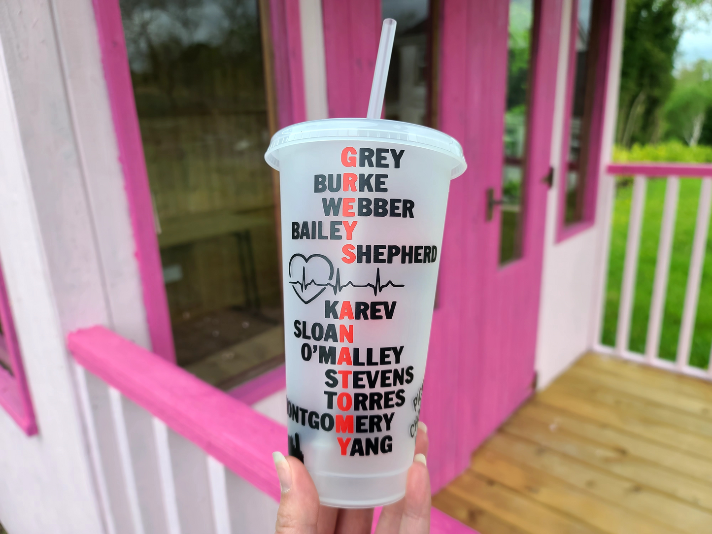 Grey's Anatomy 24oz Cold Cup / Starbucks Custom Tumbler Cup / Beautiful Day To Save Lives / Reusable Greys Anatomy Quotes Cup Straw and Lid