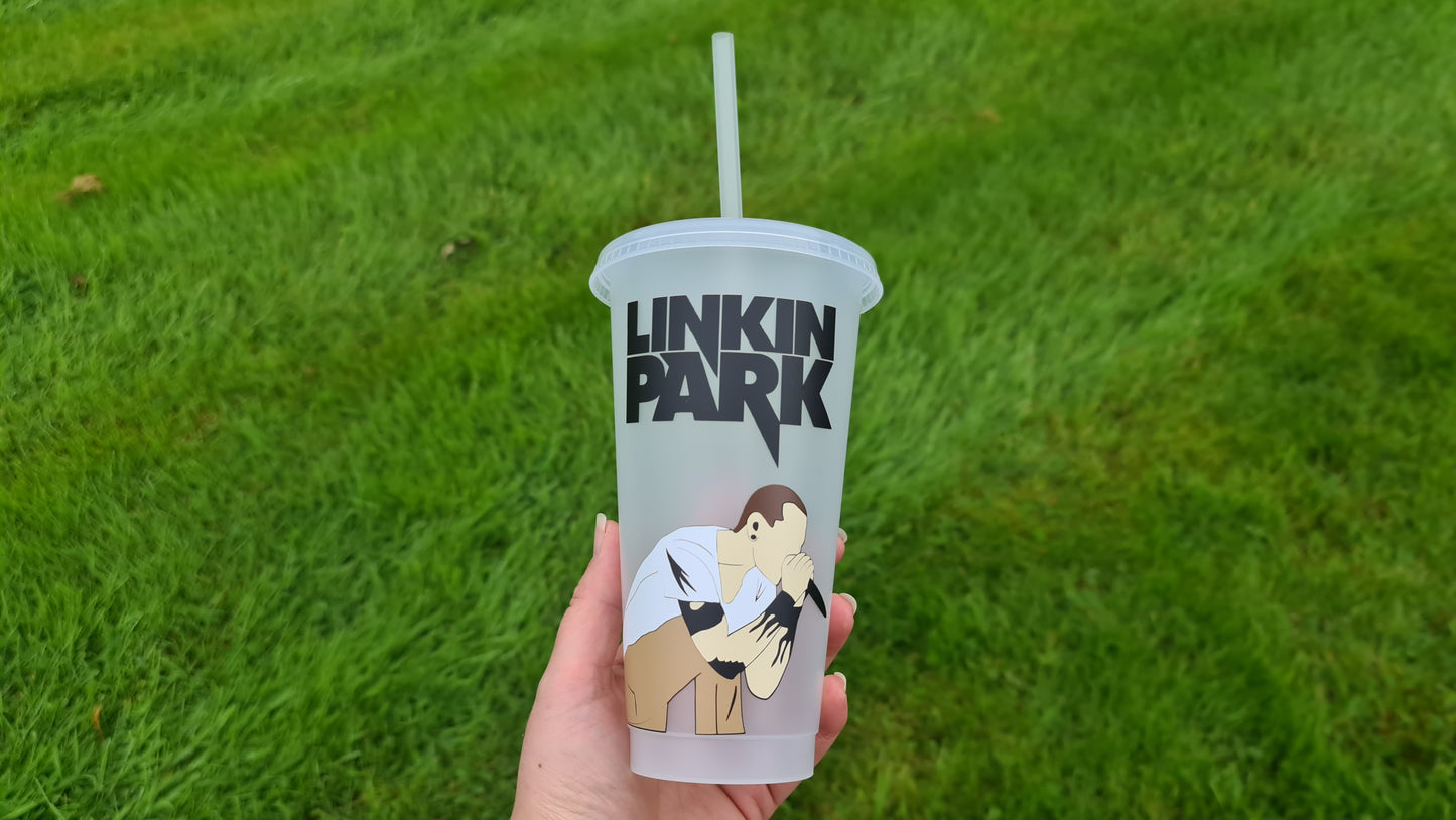 Chester Bennington Linking Park Concert Cup 24oz Cold Cup / Starbucks Custom Tumbler Cup / Personalised Music Concert Tickets, Reusable Cup Straw and Lid