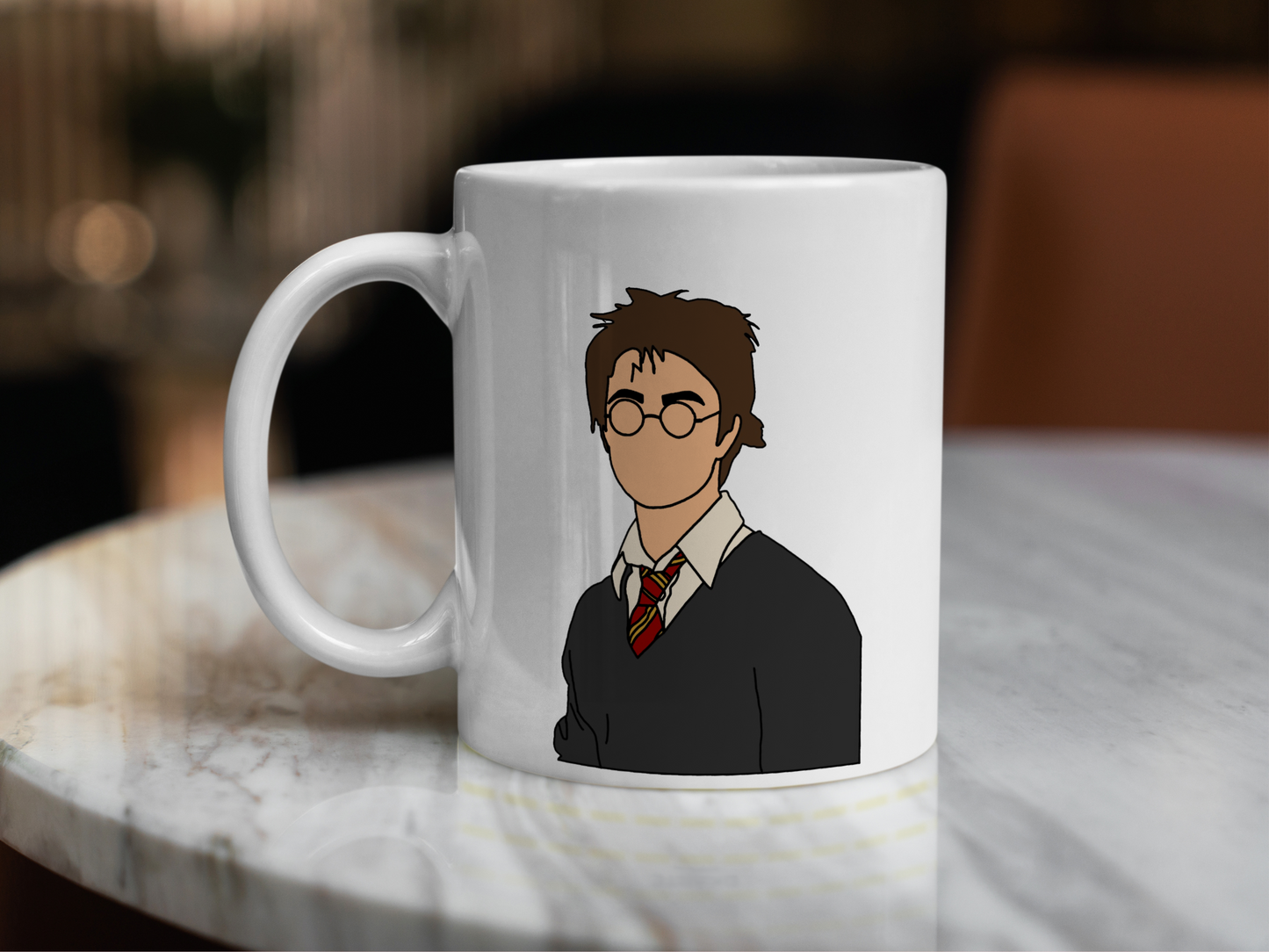 A white ceramic mug with the Characters on Harry Potter on the front. This is a 10oz mug which is perfect for fans of the Harry Potter Movies. Made and sold by Krissi's Creations. 