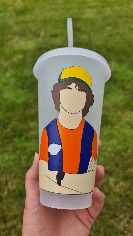 Dustin Henderson 24oz Cold Cup / Starbucks Custom Tumbler Cup / Personalised Stranger Things / Reusable Quotes Cup Straw and Lid Gift