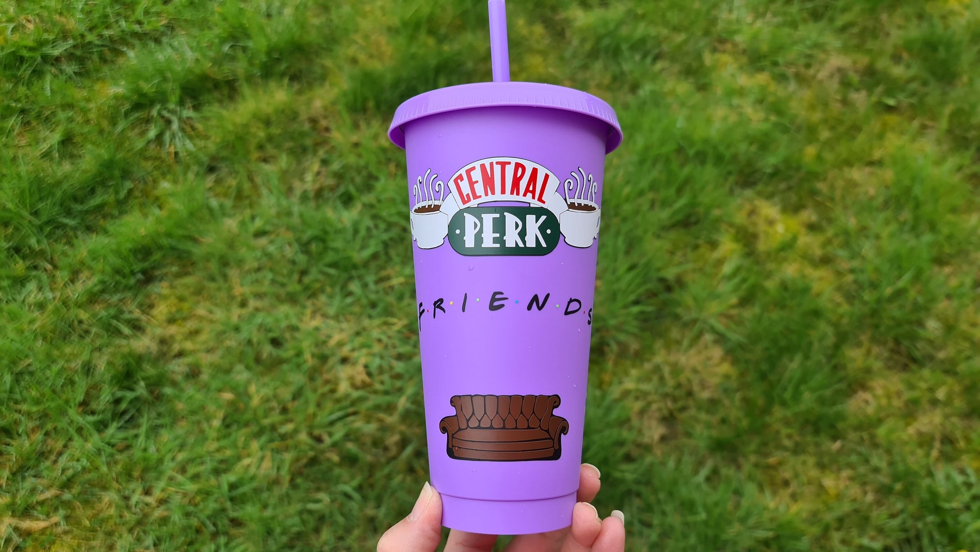 Friends TV show 24oz Cold Cup / Starbucks Custom Tumbler Cup / Friends Fan Merch / Reusable Friends Central Perk Quotes Cup Straw and Lid