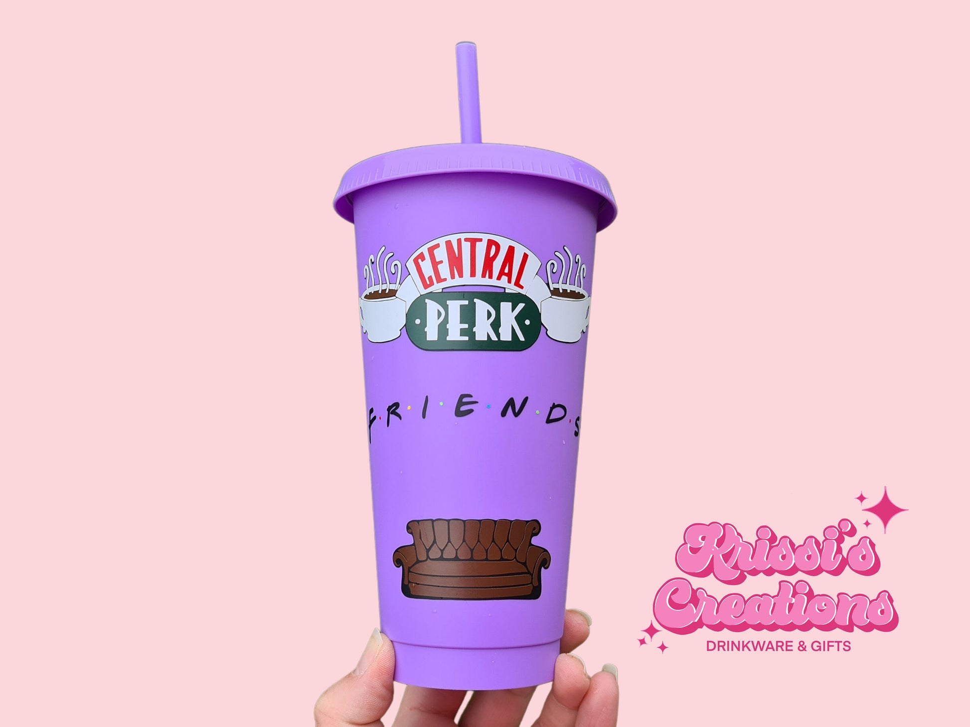 Friends TV show 24oz Cold Cup / Starbucks Custom Tumbler Cup / Friends Fan Merch / Reusable Friends Central Perk Quotes Cup Straw and Lid