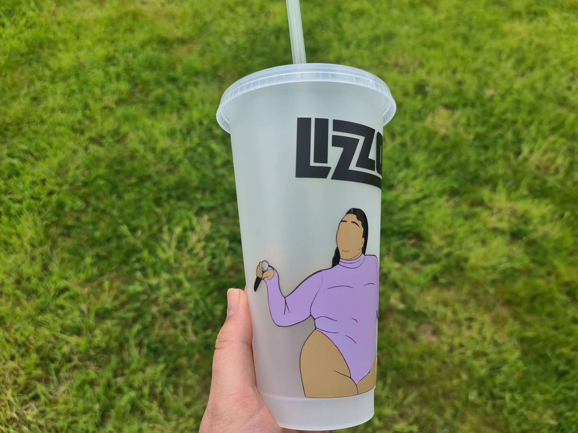 Lizzo Concert Cup 24oz Cold Cup / Starbucks Custom Tumbler Cup / Personalised Music Fan Concert Tickets Merch / Reusable Cup Straw and Lid