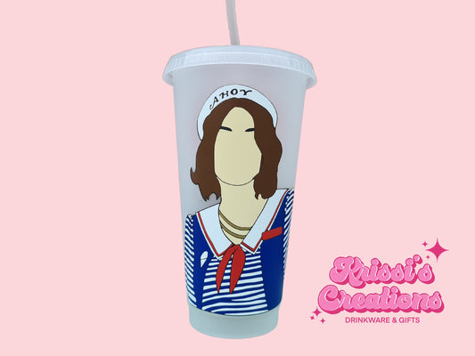 Robin Buckley 24oz Cold Cup / Starbucks Custom Tumbler Cup / Personalised Stranger Things Merch / Reusable Quotes Cup Straw and Lid